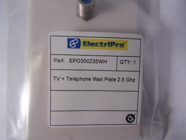 ElectriPro EPO300235WH TV + Telephone Wall Plate 2.5Ghz NWB