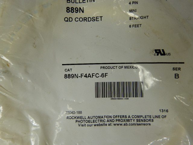 Allen-Bradley 889N-F4AFC-6F Mini Change Cord Female 4-Pin NWB