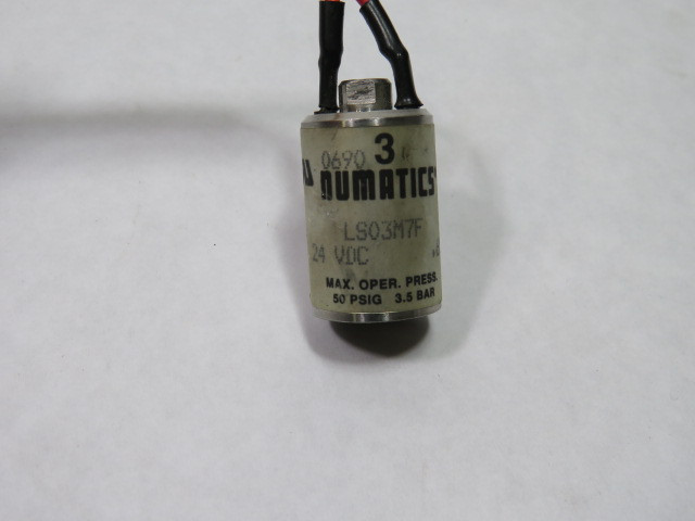 Numatics LS03M7F Valve 24Vdc .65W 50 PSI 3.5 BAR USED