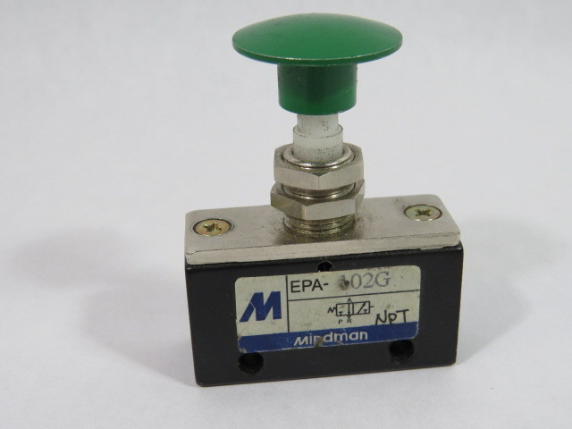Mindman EPA-102G Green Palm Button Solenoid Valve USED