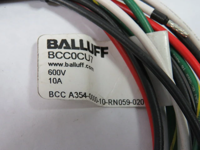 Balluff BCC0CU7 7/8" Female 4 Pole Cable Connector 600VAC/DC 10A 0.8m L USED