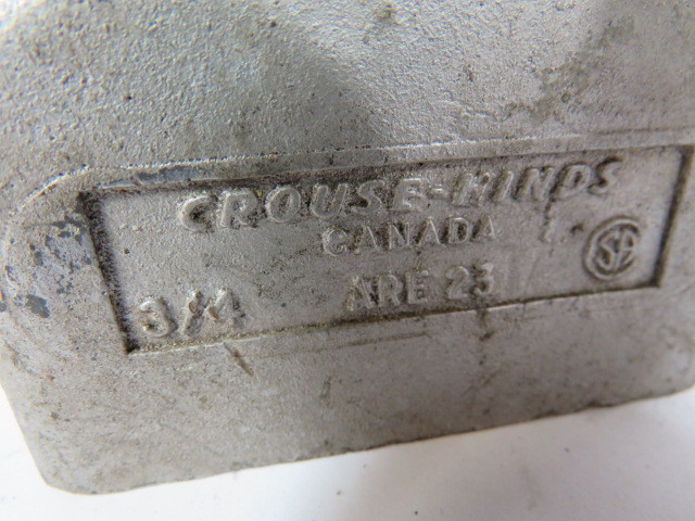 Crouse-Hinds ARE-23 Aluminum Back Box 3/4" Hub for 20/30Amp USED