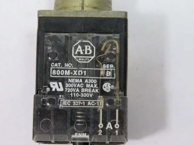 Allen-Bradley 800MR-B9D1 Ser A IEC Push Button 1NO Yellow Extended Head USED