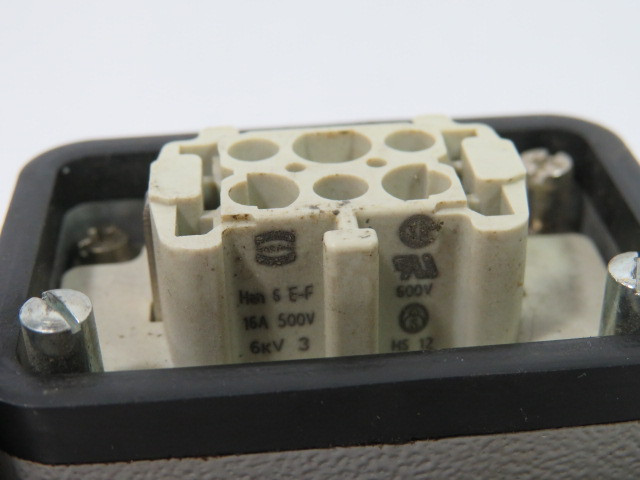 Harting 09330062702 HAN6-E-F 6Pin Female Connector w/ Housing 15A 500VAC USED