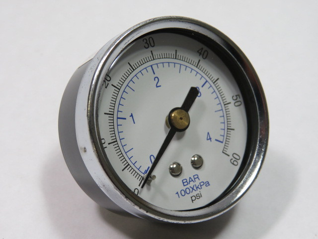 PIC 102D-208D Dry Pressure Gauge 0-60psi 2" Diameter 1/8" NPT Back Mount USED