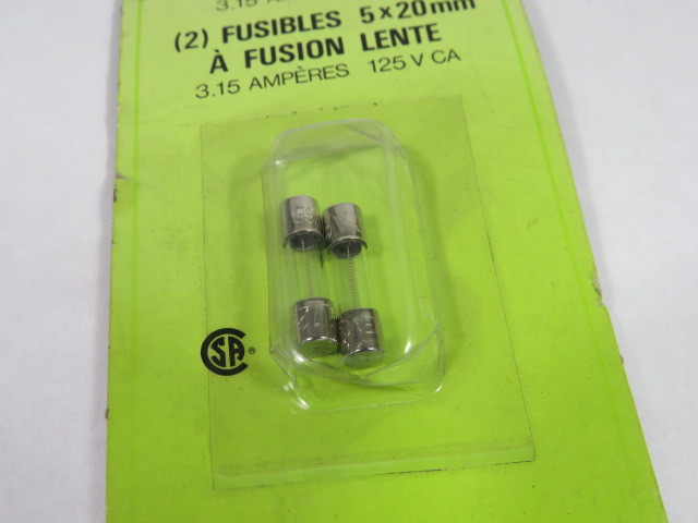 Archer 270-1173 Slow Blow Fuse 3.15A 125V 2 Pack ! NEW !