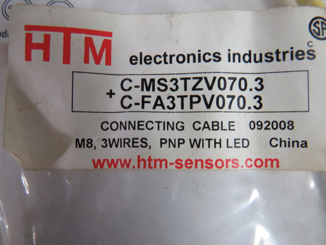 HTM C-MS3TZV070.3+C-FA3TPV070.3 Connecting Cable M8 3 Wire 0.3m L NWB