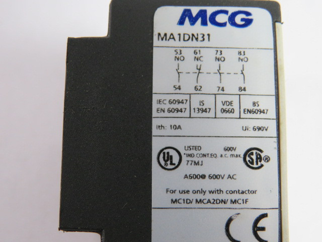 MCG MA1-DN31 Auxiliary Contact 3NO/1NC 10A 690V USED