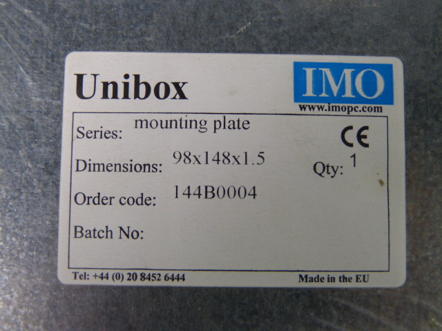 Unibox 144B0004 Mounting Plate 98 x 148 x 1.5 NEW