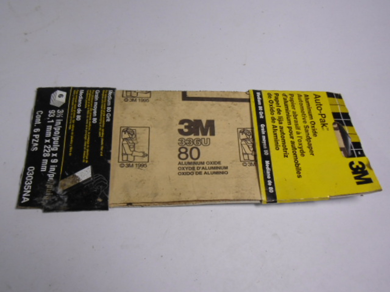 3M 03035NA Aluminum Oxide Automotive Sandpaper 3-2/3x9" 5-Pack Shelf Wear NEW