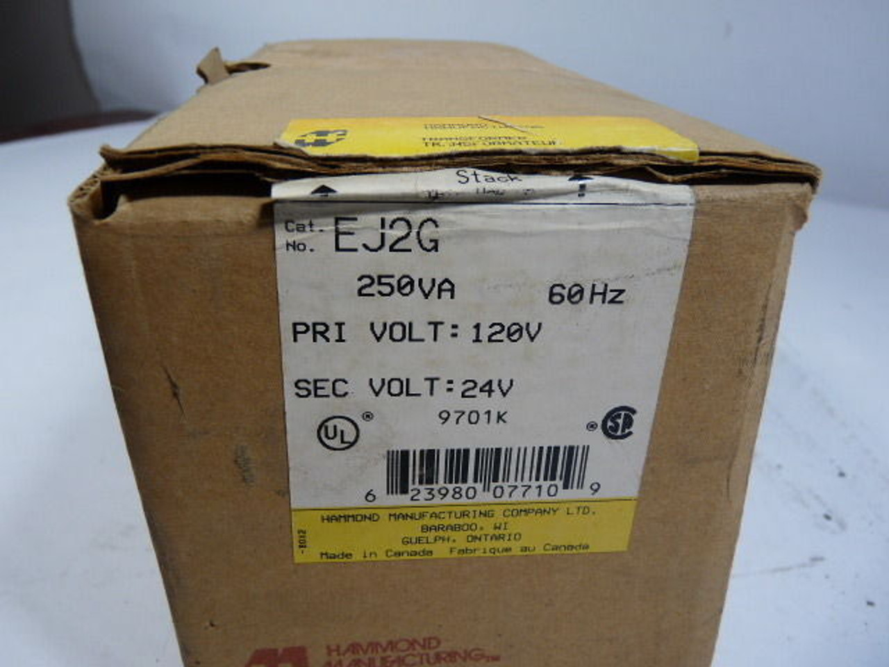 Hammond EJ2G Transformer 250VA Pri 120V Sec 24V 60 Hz NEW