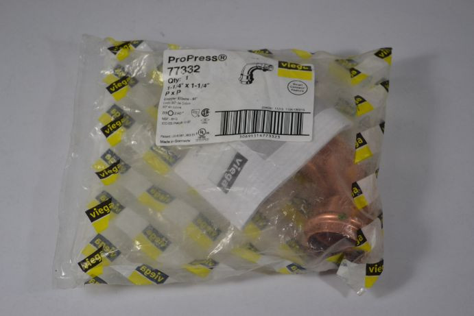 Viega 77332 90-Degree Copper Elbow CxC 1-1/4" NWB