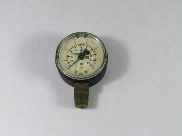 Norgren 0-7BAR Pressure Gauge 0-7Bar 1-3/4" Diameter 1/4" NPT USED