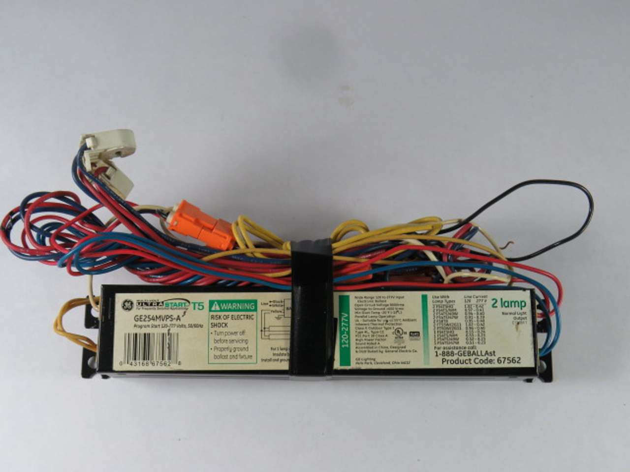 General Electric GE254MVPS-A Electronic Ballast 120-277V 50/60Hz COS DMG USED