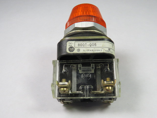Allen-Bradley 800T-Q06A Universal Pilot Light 6V Amber Lens USED