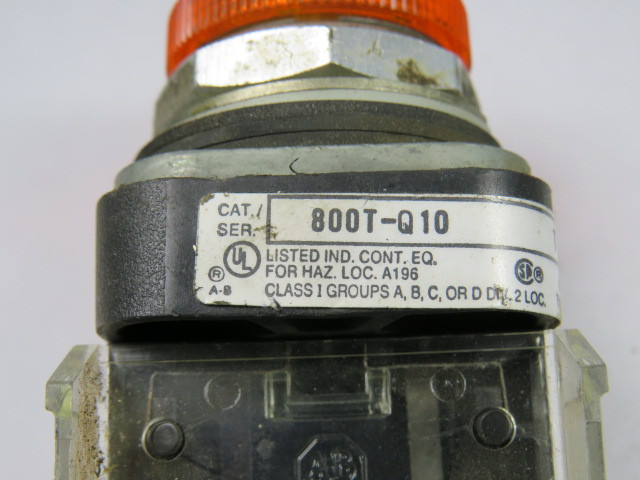 Allen-Bradley 800T-Q10A Series T Universal Pilot Light 120V Amber Lens USED