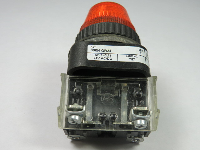 Allen-Bradley 800H-QR24A Universal Pilot Light 24V Amber Lens USED