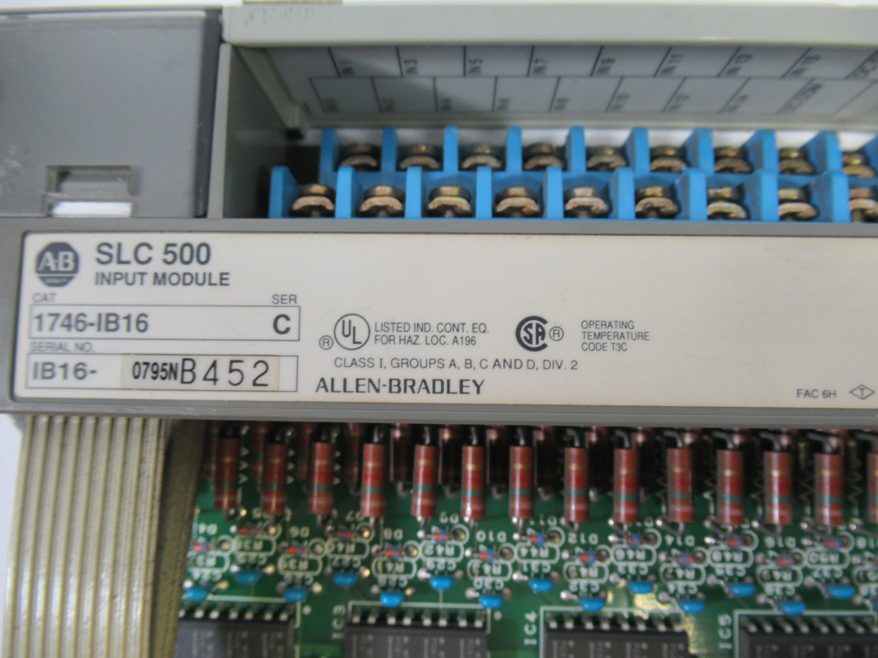 Allen-Bradley 1746-IB16 SLC 500 Input Module Ser. C  Damaged Left Clamp USED