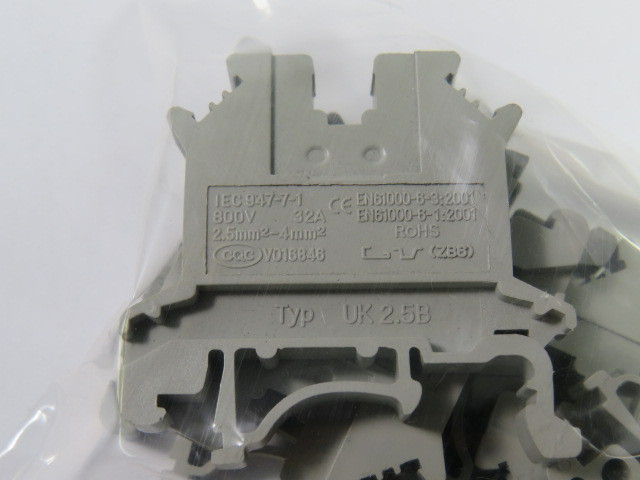 Phoenix Contact UK2.5B Terminal Block 32A 800V Lot of 5 GREY USED