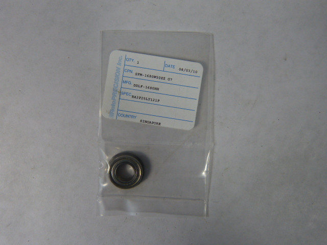 Roto Precision SFM-1680W50ZZ-G7 Deep Groove Sealed Ball Bearing NWB