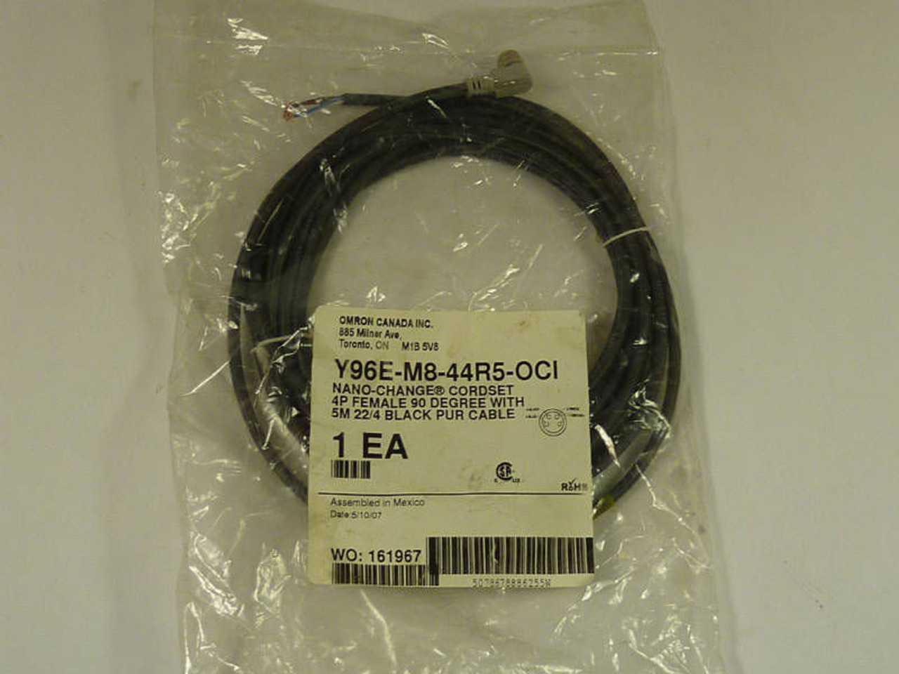 Omron Nano-Change 4P Female 5M Cable Y96E-M8-44RS-OCI *Dmg Pkg* NWB