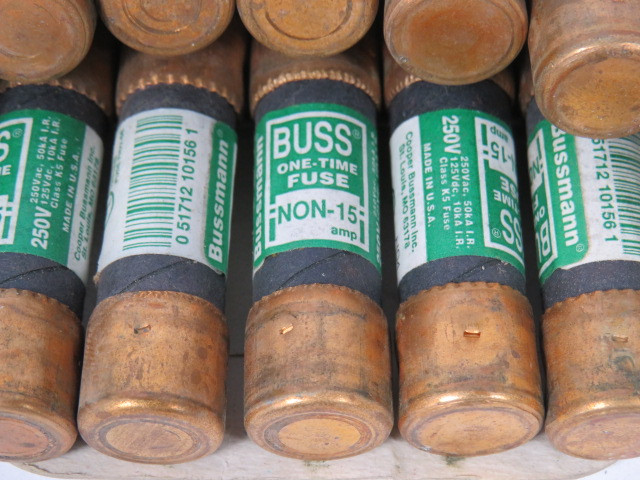 Bussmann NON-15 One Time Fuse 15A 250V 10-Pack *Damage to Box* NEW