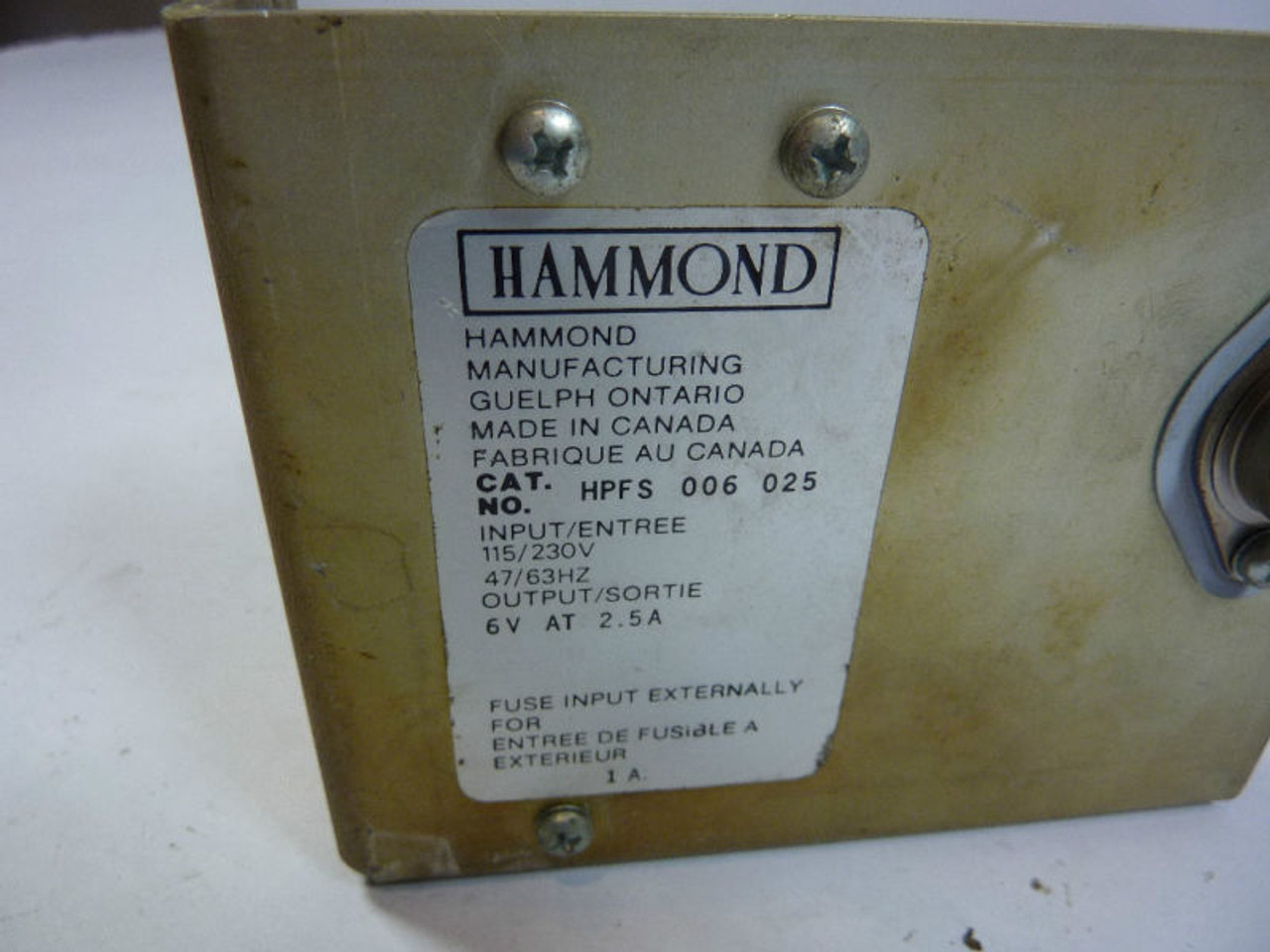 Hammond HPFS-006-025 Power Supply 115/230V USED