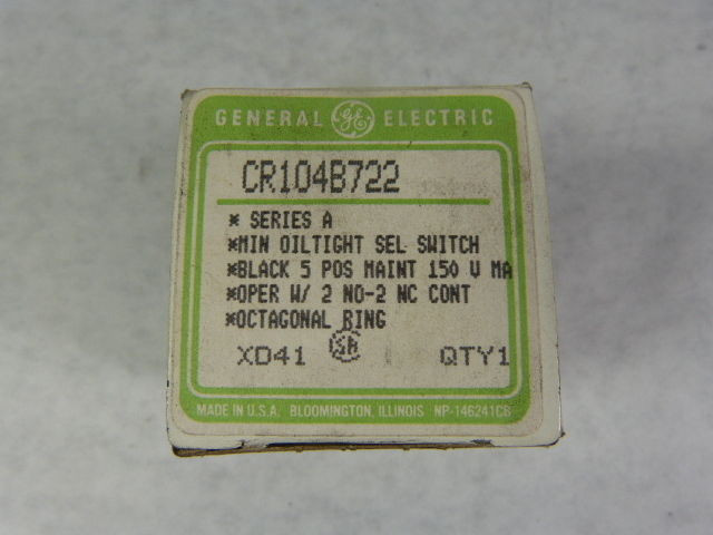 General Electric CR104B722 Selector Switch 5 Position - Black ! NEW !