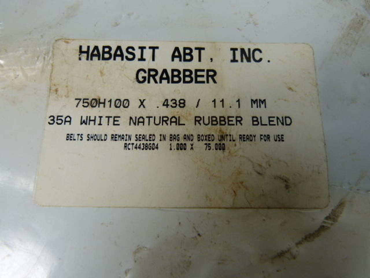 Habasit 750H100X.438/11.1mm 35A White Natural Rubber Blend Belt ! NWB !