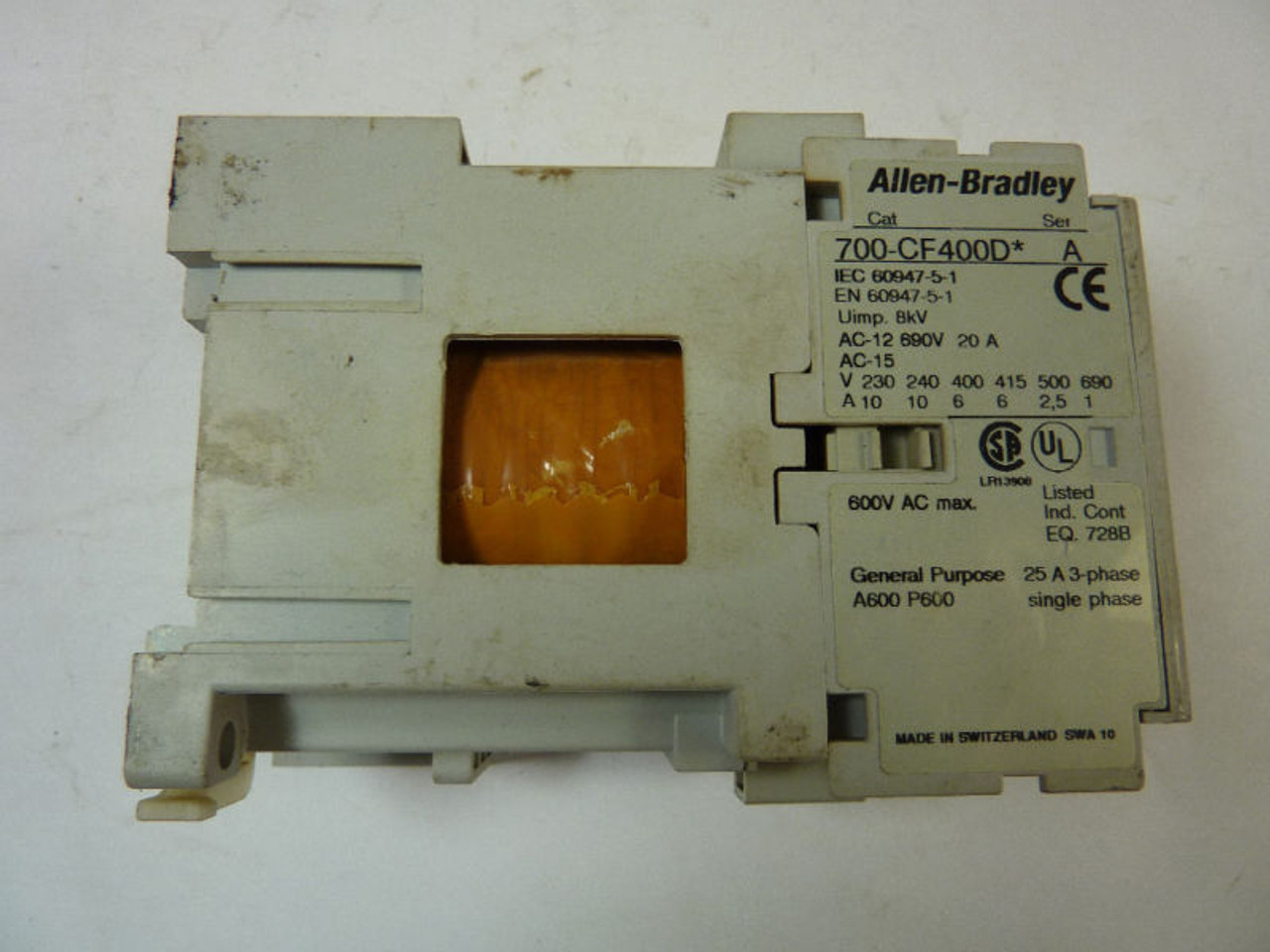 Allen-Bradley 700-CF400DJ Series A Contactor 25 Amp 24VDC USED