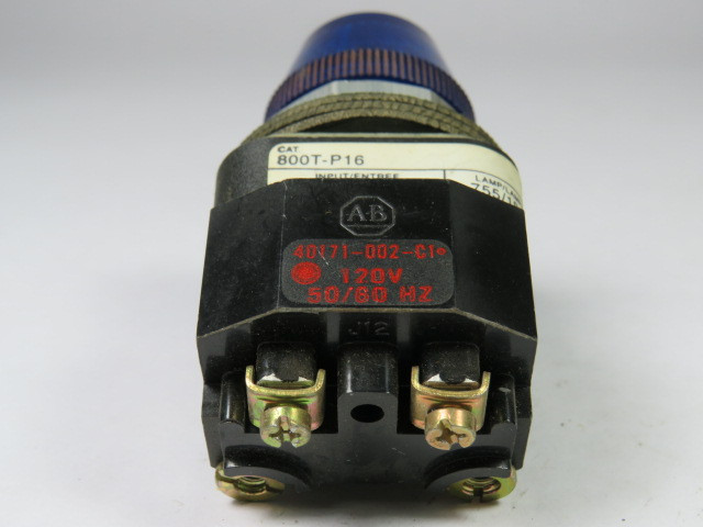 Allen-Bradley 800T-P16B Series T Pilot Light 120VAC 50/60Hz Blue Lens USED