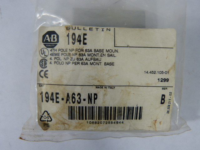 Allen-Bradley 194E-A63-NP Auxiliary Contact 1NO ! NWB !
