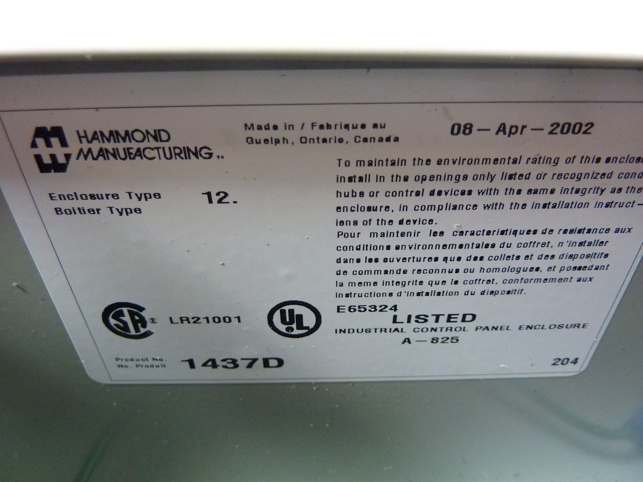 Hammond 1437D Enclosure 10x4x4.7" USED