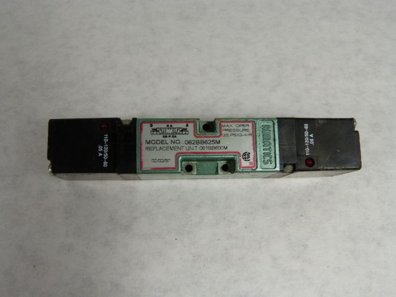 Numatics 062BB625M Solenoid-Pilot Actuated Valve USED