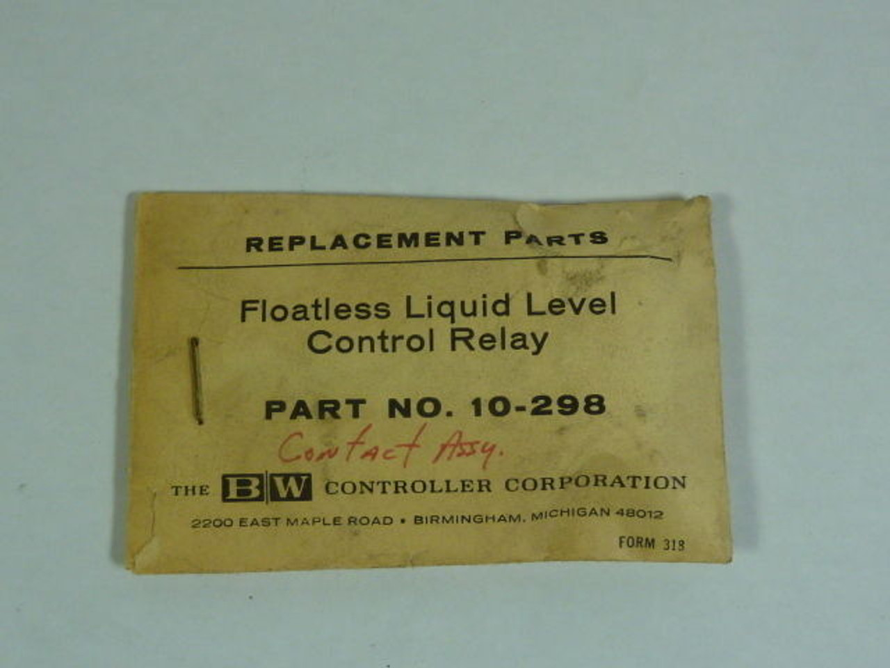 BW Controls 10-298 Liquid Level Control Relay ! NEW !