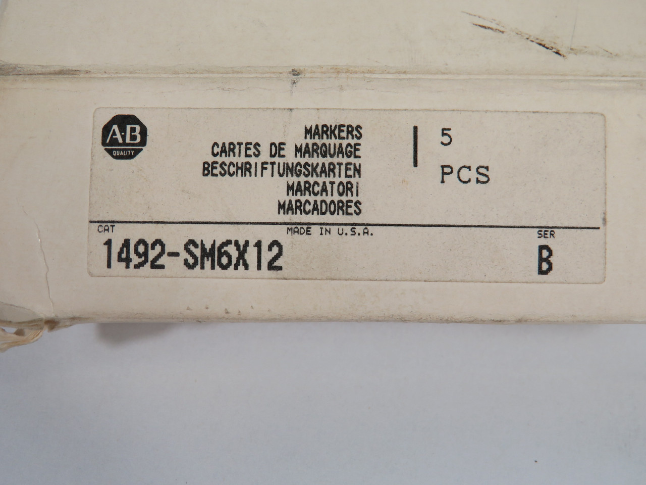 Allen-Bradley 1492-SM6X12 Snap-In Marker Card SER B 6x12mm White Lot of 3! NEW !