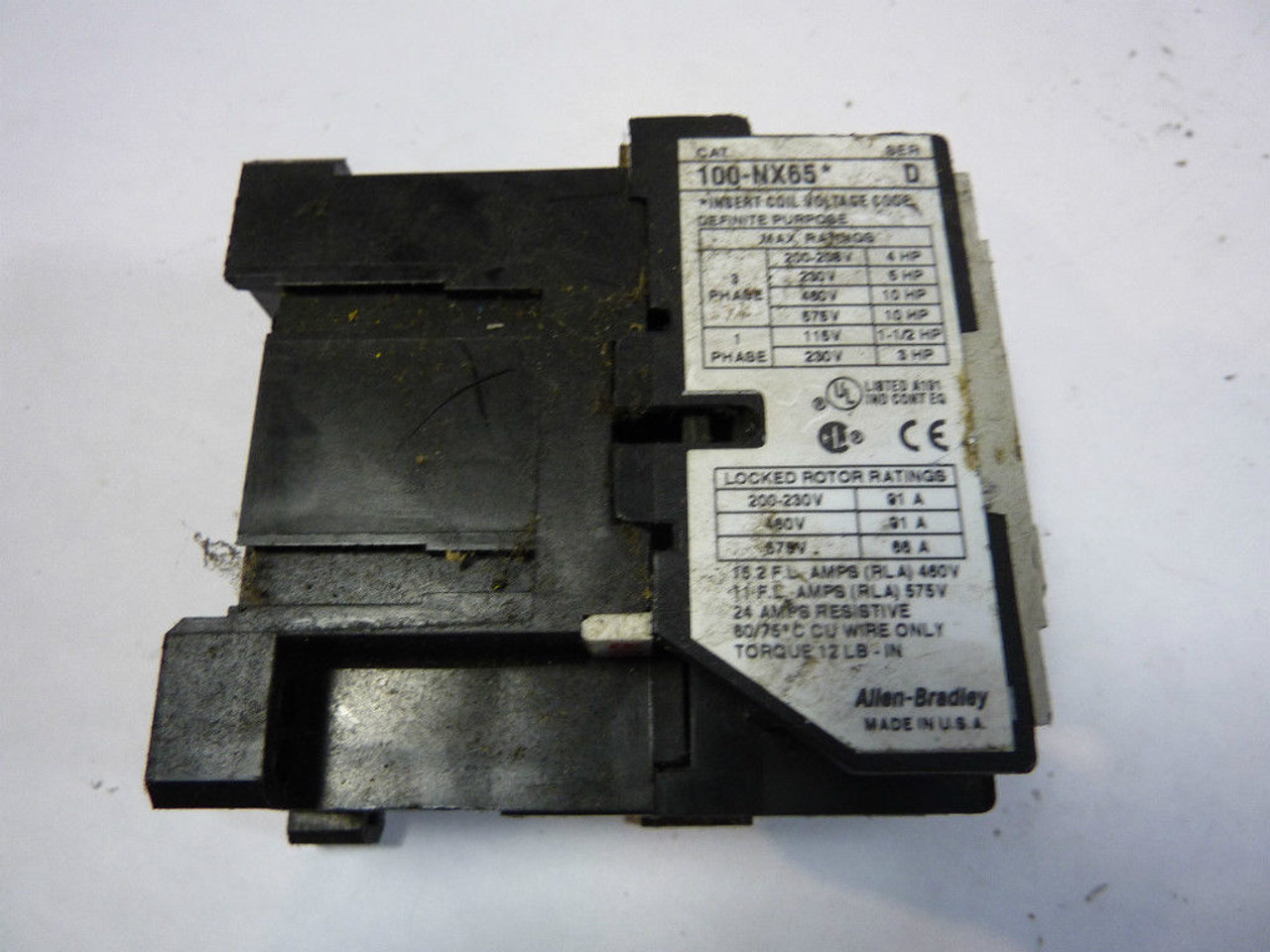 Allen-Bradley 100-NX65D Contactor 16 Amp 120V USED
