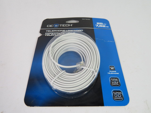 CE Tech 1000723603 Telephone Line Cord 25' ! NEW !