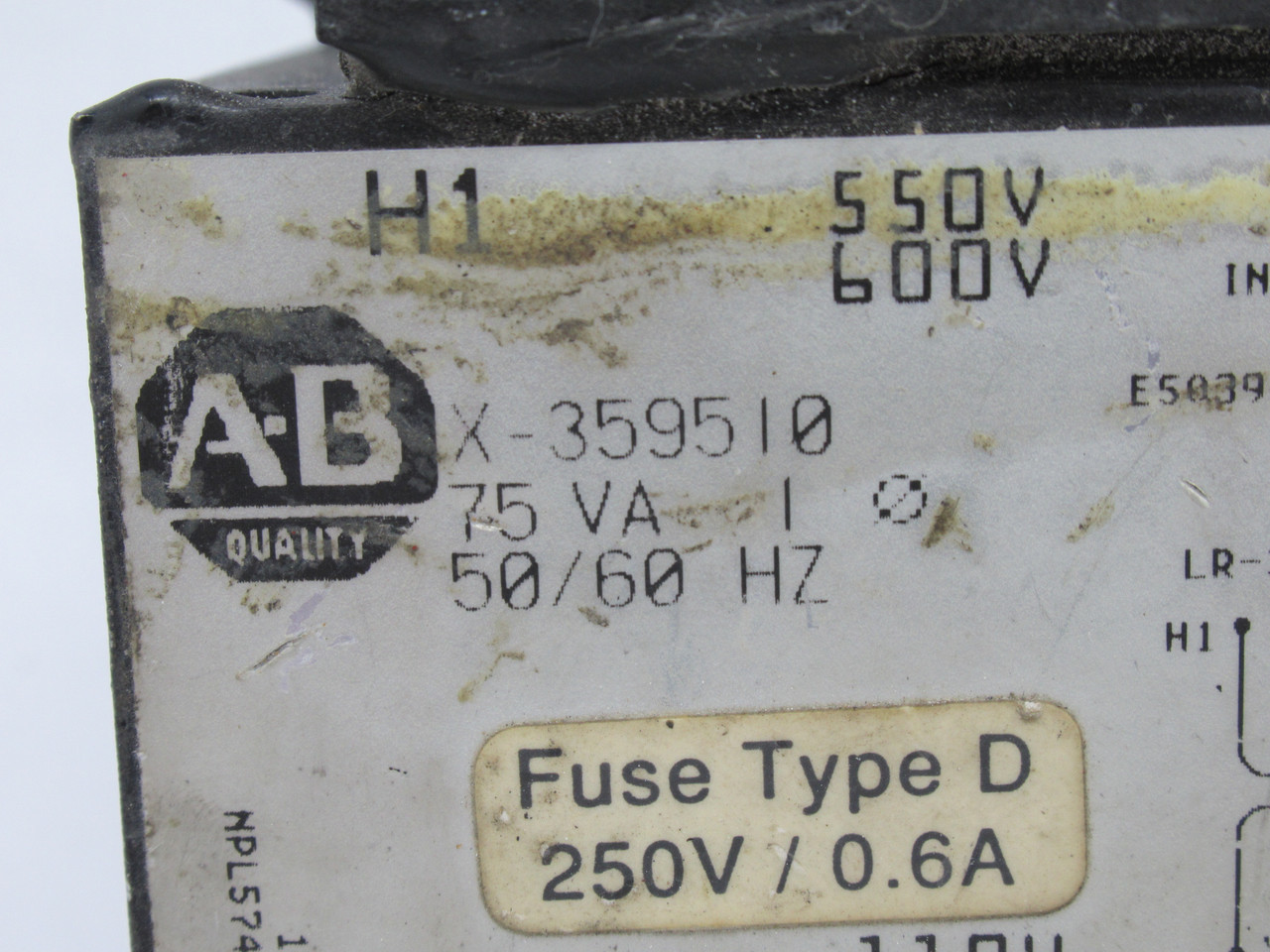 Allen-Bradley X-359510 Transformer 75VA P 550/600V S 110/120V MISSING SCREW USED