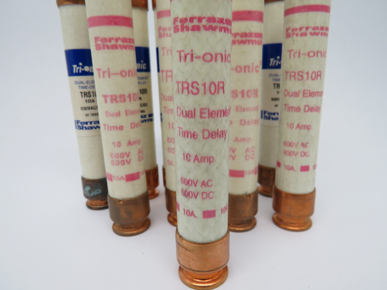 Ferraz Shawmut TRS10R Time Delay Fuse 10A 600V Lot of 10 USED