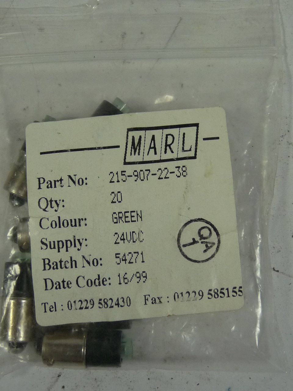 Marl 215-907-22-38 24VDC Green LED Replacement Bulb Lot of 10 NOP