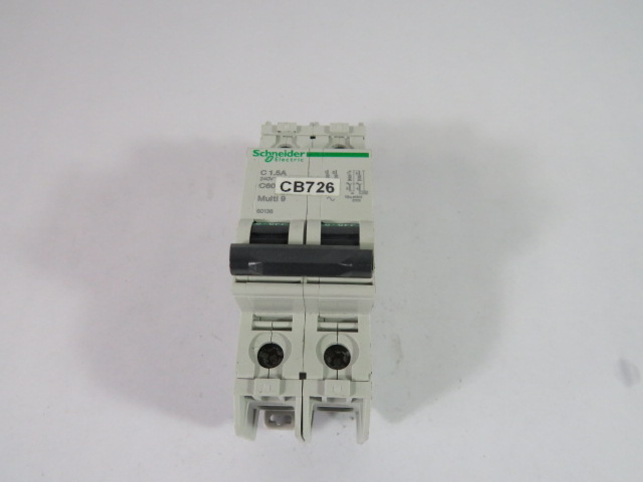 Schneider Electric 60136 Mini Circuit Breaker 240V 2-Pole 1.5A USED