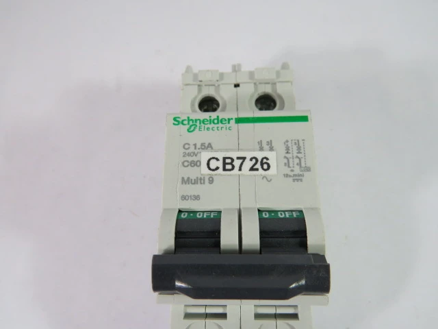 Schneider Electric 60136 Mini Circuit Breaker 240V 2-Pole 1.5A USED