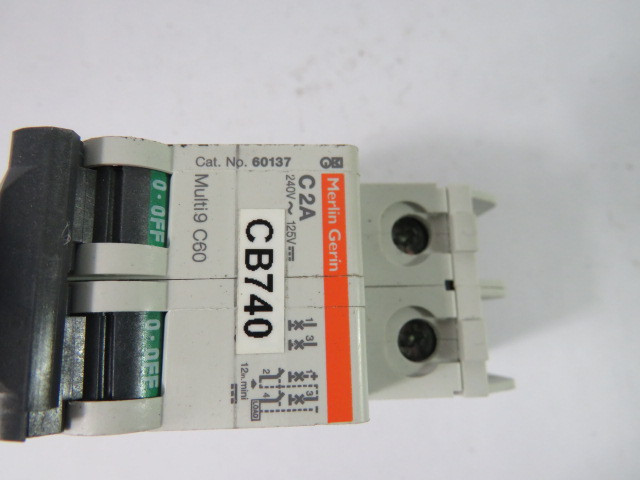 Merlin Gerin 60137 Mini Circuit Breaker 240V 2-Pole 2A USED