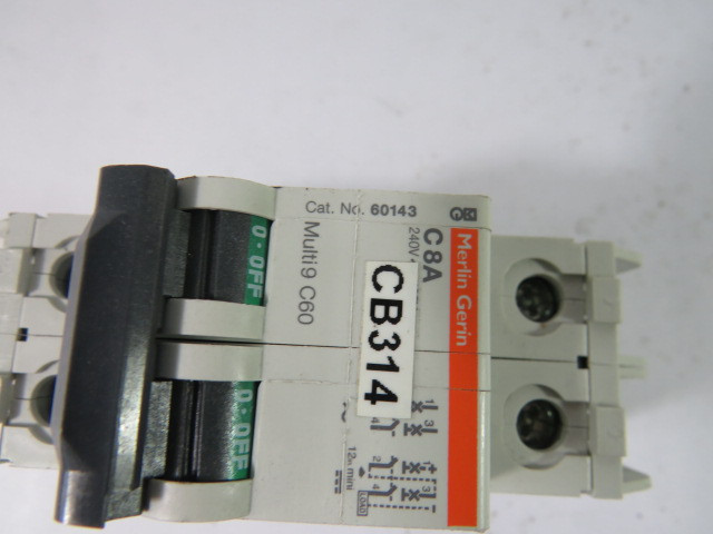 Merlin Gerin 60143 Mini Circuit Breaker 240V 2-Pole 8A USED