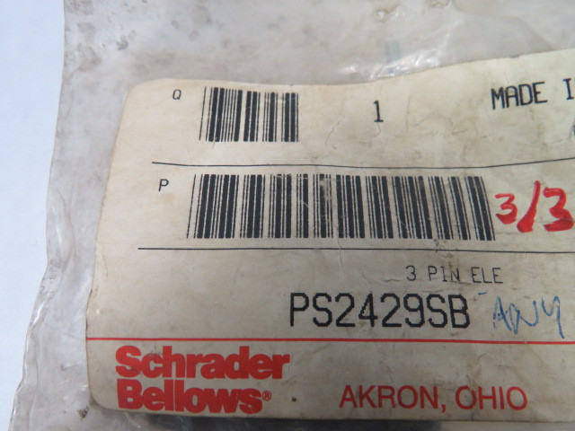 Schrader Bellows PS2429SB 3-Pin Solenoid Connector ! NWB !