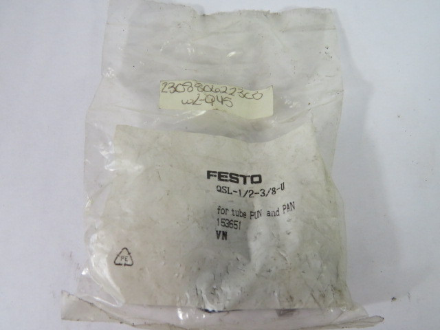 Festo QSL-1/2-3/8-U Elbow Push-In NPT Thread 1/2" ! NWB !