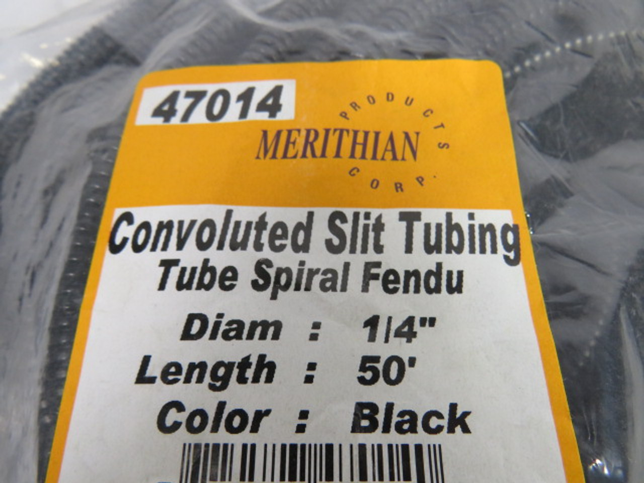 Merithian 47014 Black Convoluted Slit Tubing 1/4" Diameter 50' Length ! NWB !