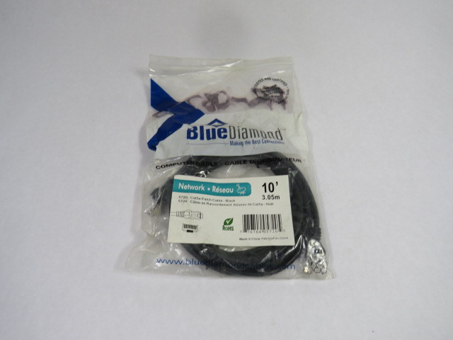 Blue Diamond CAT5E 5720 Black Patch 10' 3.05m ! NWB !