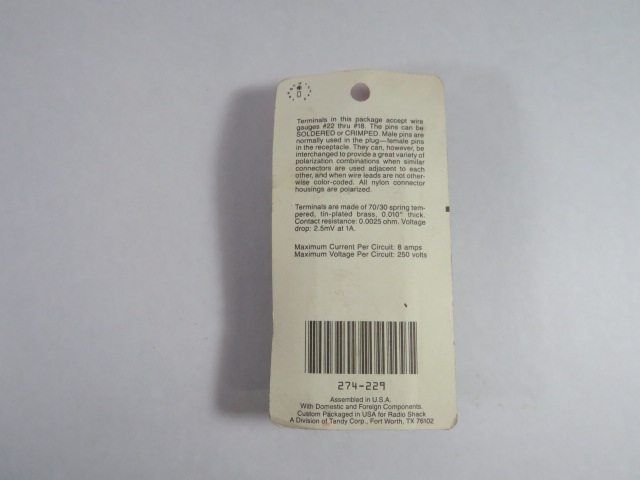 Radio Shack 274-229 Molded Nylon Connector 9-Conductor Male 250V 8A NEW